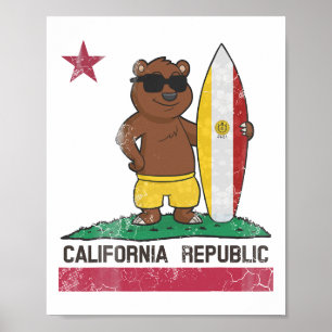 San Diego California Surfer Bear Surfing Men Women Poster