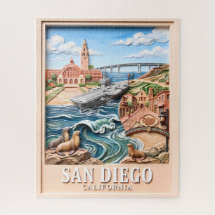 San Diego California Travel 3D Textured Landmarks Jigsaw Puzzle