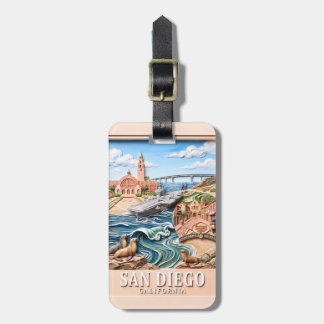 San Diego California Travel 3D Textured Landmarks Luggage Tag