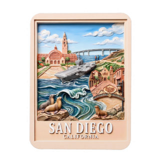 San Diego California Travel 3D Textured Landmarks Magnet