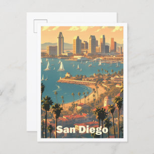 San Diego California USA Art Vintage Travel Postcard