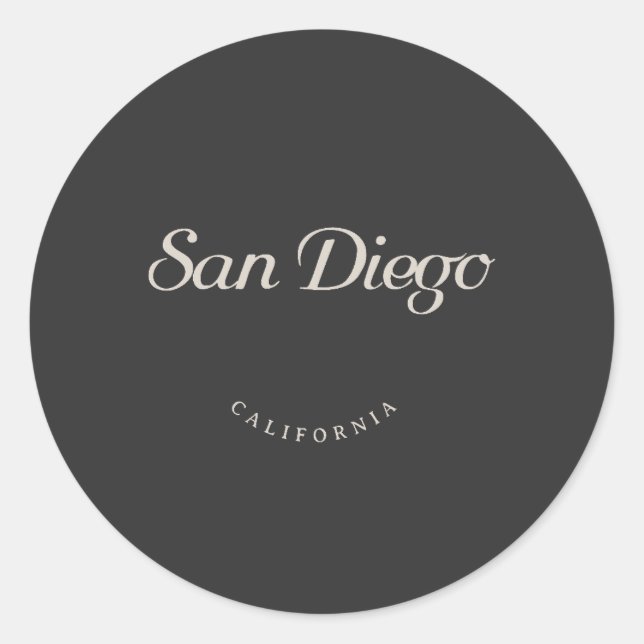 San Diego California White Font Classic Round Sticker (Front)