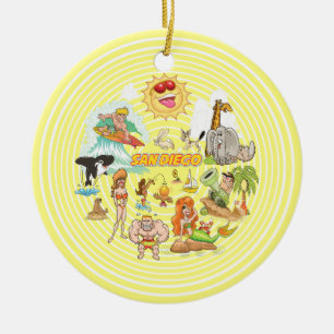 San Diego Cartoon Ceramic Ornament
