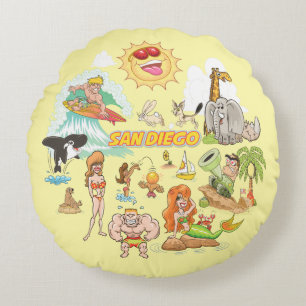 San Diego Cartoon Poufs Round Cushion