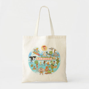 San Diego Cartoon Tote Bag
