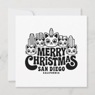 San Diego City California Merry Christmas Cats USA Invitation