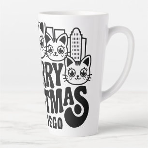 San Diego City California Merry Christmas Cats USA Latte Mug