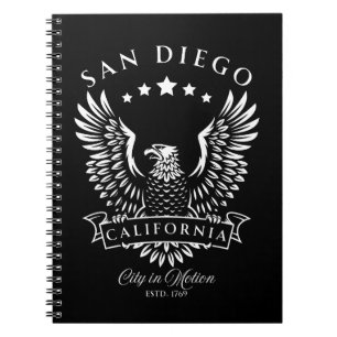 San Diego City in Motion California Vintage Eagle Notebook