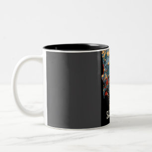 San Diego City Map - Colourful Abstract Earthtone  Two-Tone Coffee Mug