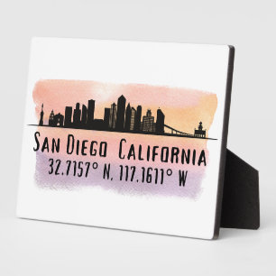San Diego City Skyline Latitude and Longitude Plaque