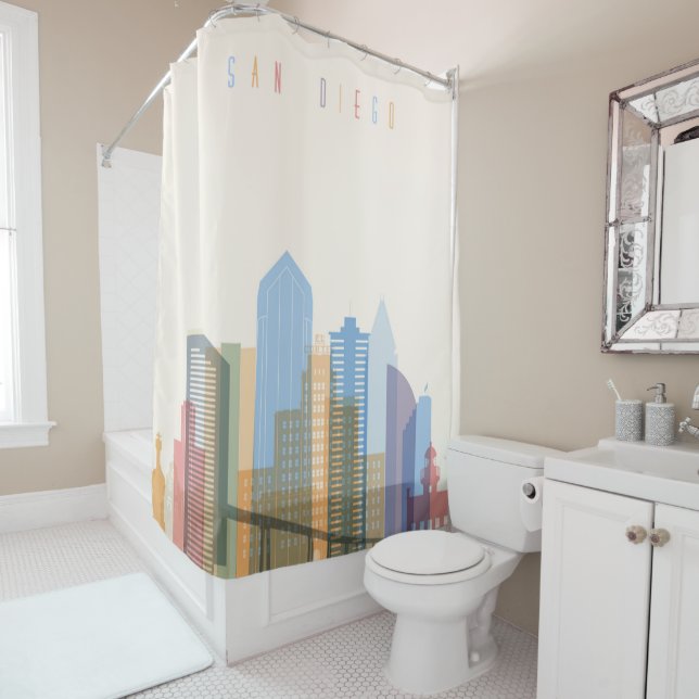 San Diego City Skyline Shower Curtain (In Situ)