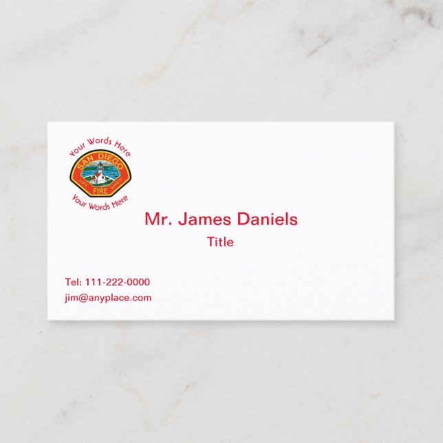 San Diego Fire Department Emblem Business Card (Front)