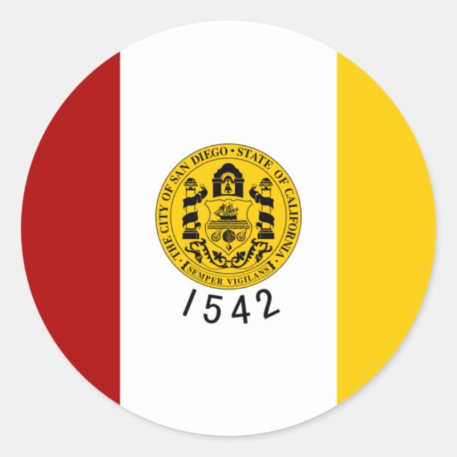San Diego Flag Classic Round Sticker (Front)