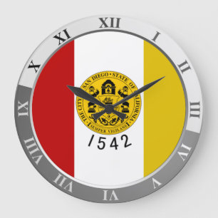 San Diego flag Large Clock