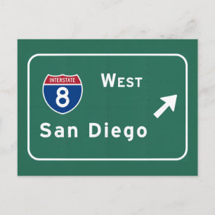 San Diego I-8 West Exit Interstate California Ca - Postcard