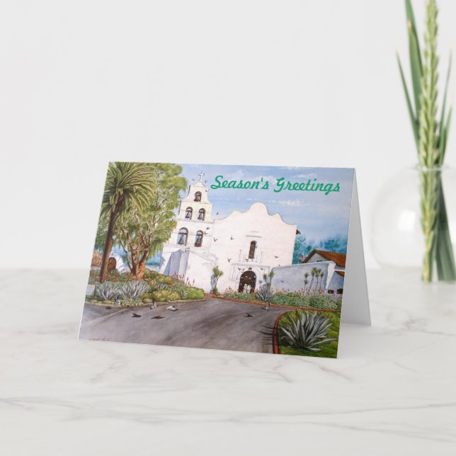SAN DIEGO MISSION DE ALCALA, CALIFORNIA HOLIDAY CARD (Front)