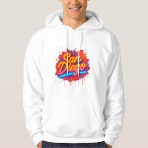 San Diego Neon Street Art – Colourful Retro Script Hoodie