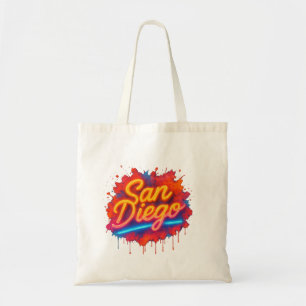 San Diego Neon Street Art – Colourful Retro Script Tote Bag