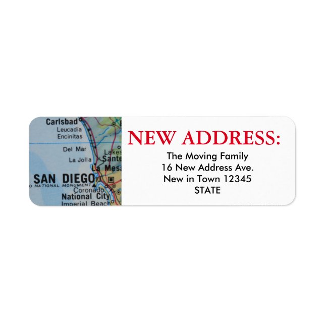 San Diego New Address Label Return Address Label (Front)