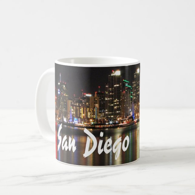 San Diego night skyline city view Coffee Mug (Front Left)