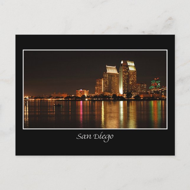 San Diego Night Skyline Postcard (Front)