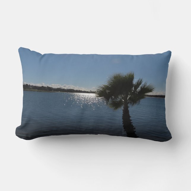 San Diego Palm Tree Throw Pillow (Front)