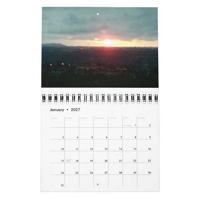 San Diego perfect sunsets calendar (Jan 2027)