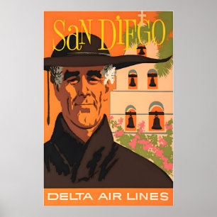 San Diego Print Delta Travel Poster California Art