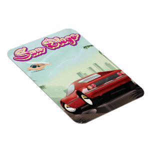 San Diego red sport car 1988 travel poster Magnet