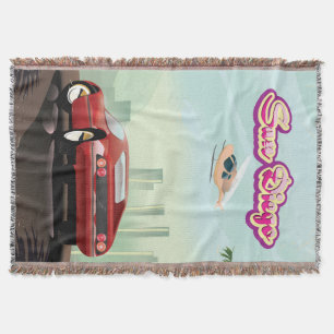 San Diego red sport car 1988 travel poster Throw Blanket