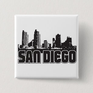 San Diego Skyline 15 Cm Square Badge
