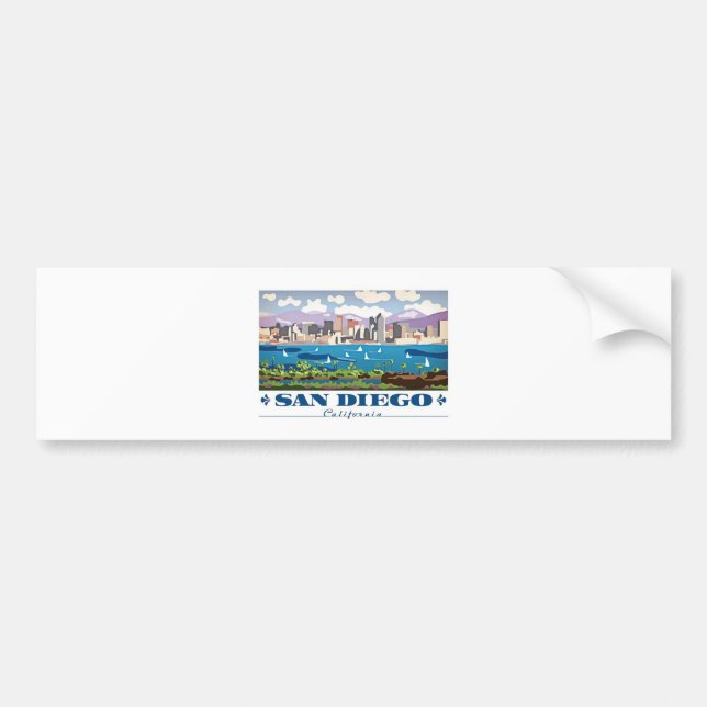 San Diego Skyline Bumper Sticker (Front)