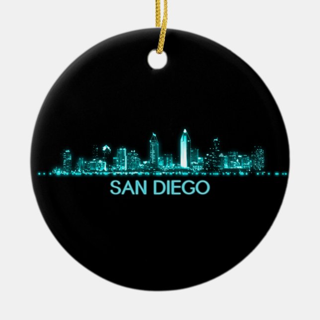San Diego Skyline Ceramic Ornament (Front)