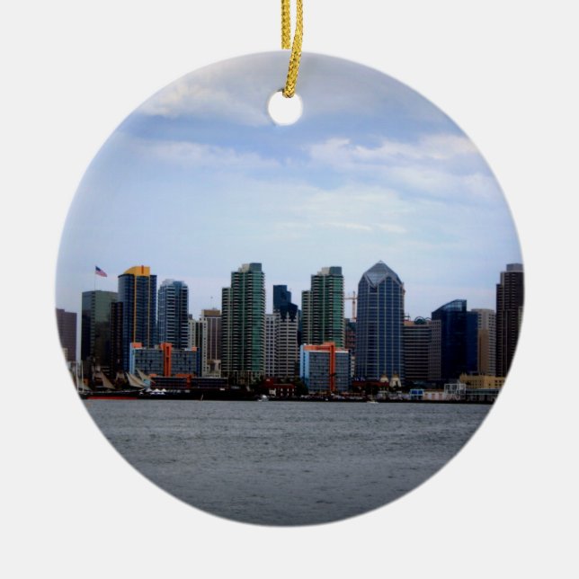 San Diego Skyline Ceramic Ornament (Front)