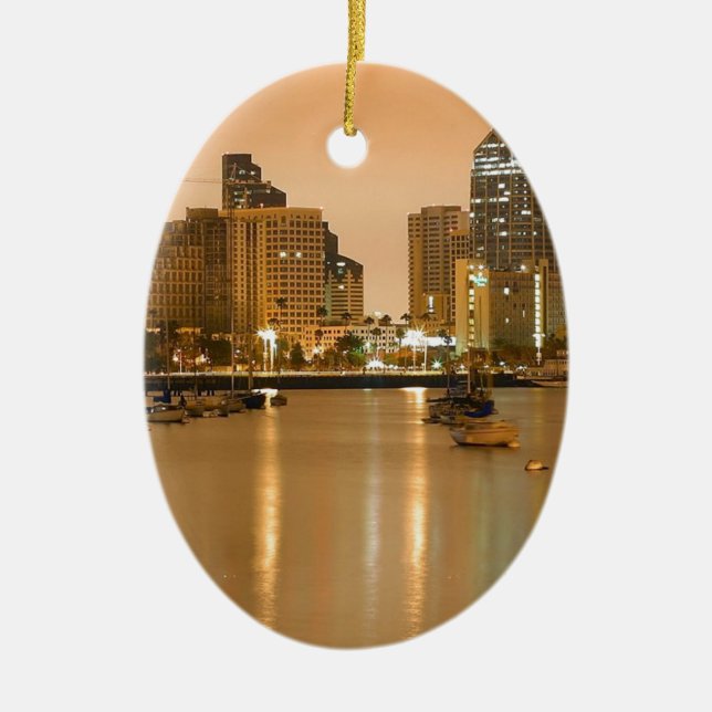 San Diego skyline Ceramic Ornament (Front)