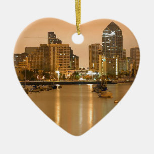 San Diego skyline Ceramic Tree Decoration