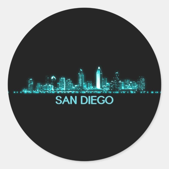 San Diego Skyline Classic Round Sticker (Front)