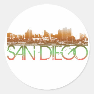 San Diego Skyline Design Classic Round Sticker