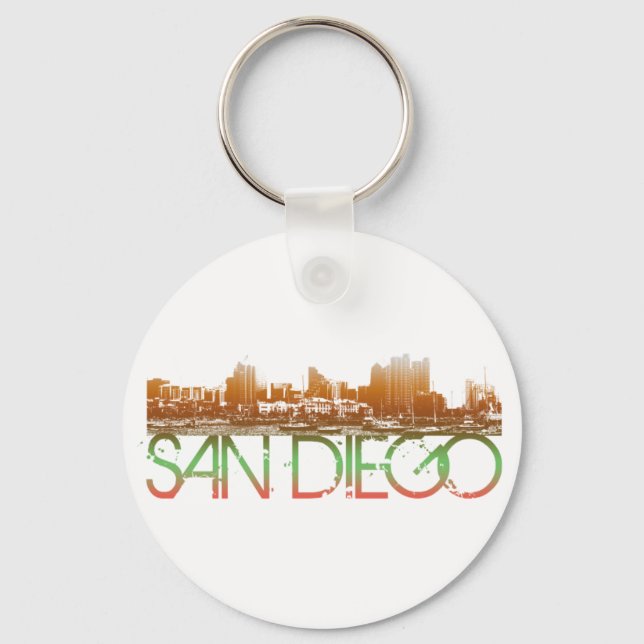 San Diego Skyline Design Key Ring (Front)