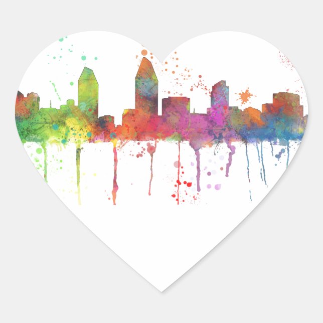 SAN DIEGO SKYLINE HEART STICKER (Front)