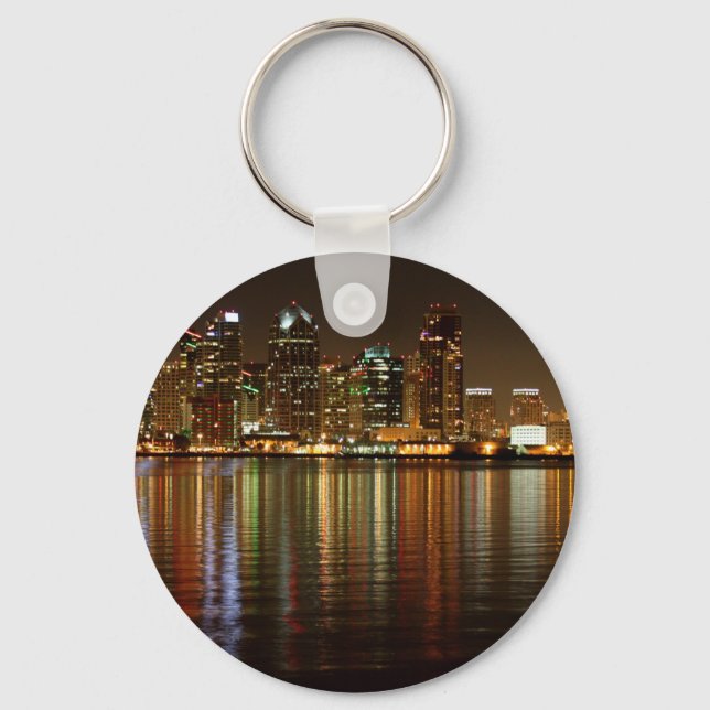 San Diego Skyline Night Key Ring (Front)