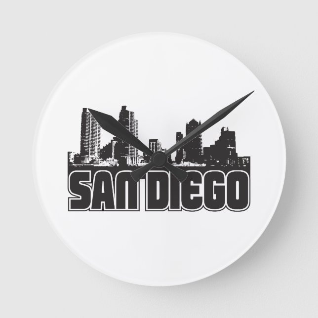 San Diego Skyline Round Clock (Front)