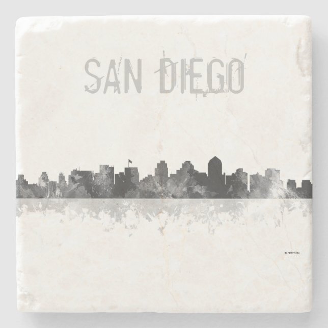 SAN DIEGO SKYLINE - Stone Drinks Coaster (Front)
