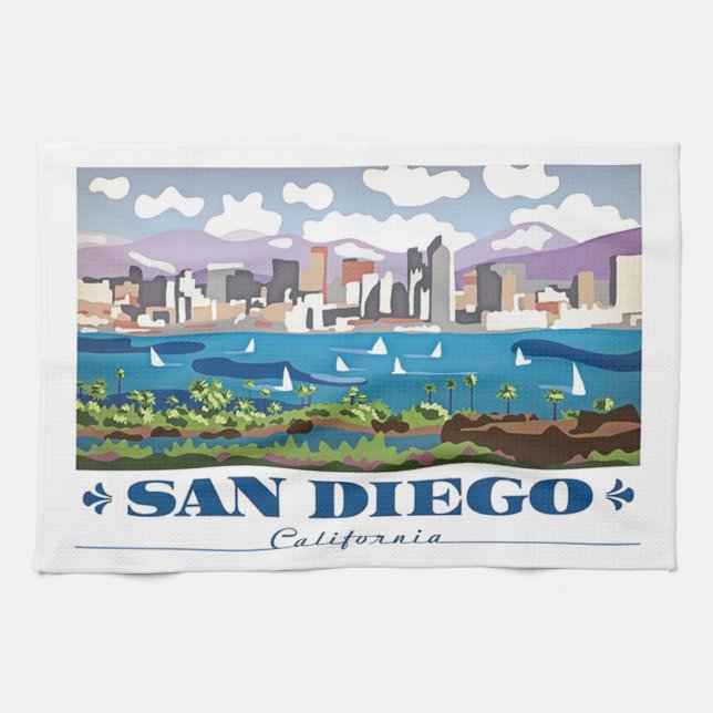 San Diego Skyline Tea Towel (Horizontal)