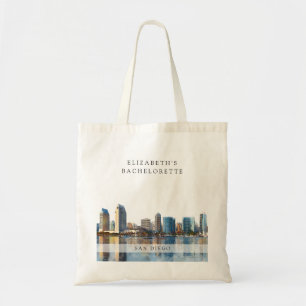 San Diego Skyline Watercolor Bachelorette Weekend Tote Bag