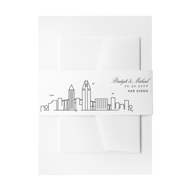 San Diego Skyline Wedding |  Invitation Belly Band (Front Example)