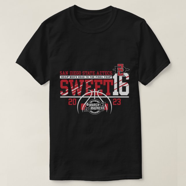 San Diego State Aztecs Sweet 16 2023 Basketball Bl T-Shirt (Design Front)