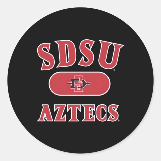 San Diego State Aztecs Varsity Black Classic Round Sticker (Front)