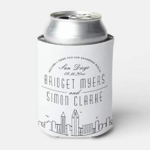 San Diego Stylised Skyline   Wedding Can Cooler