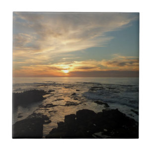 San Diego Sunset I California Seascape Ceramic Tile